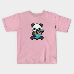 Cute Panda Eating Ramen Kids T-Shirt